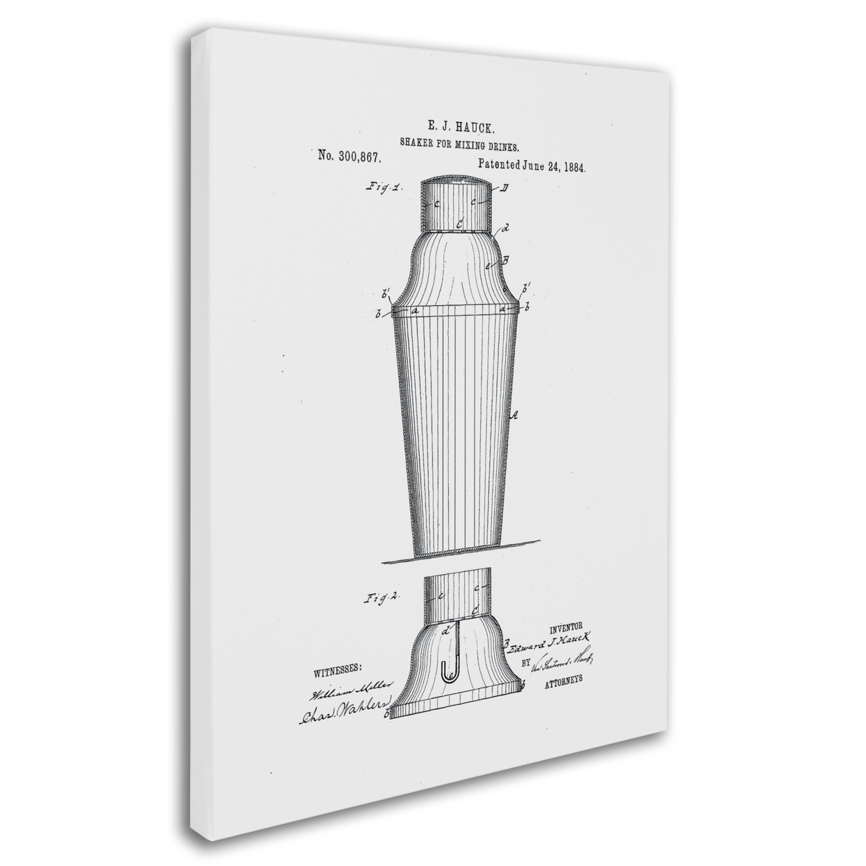 Trademark Global Claire Doherty Cocktail Shaker Patent 1884 White Canvas Art 18 x 24