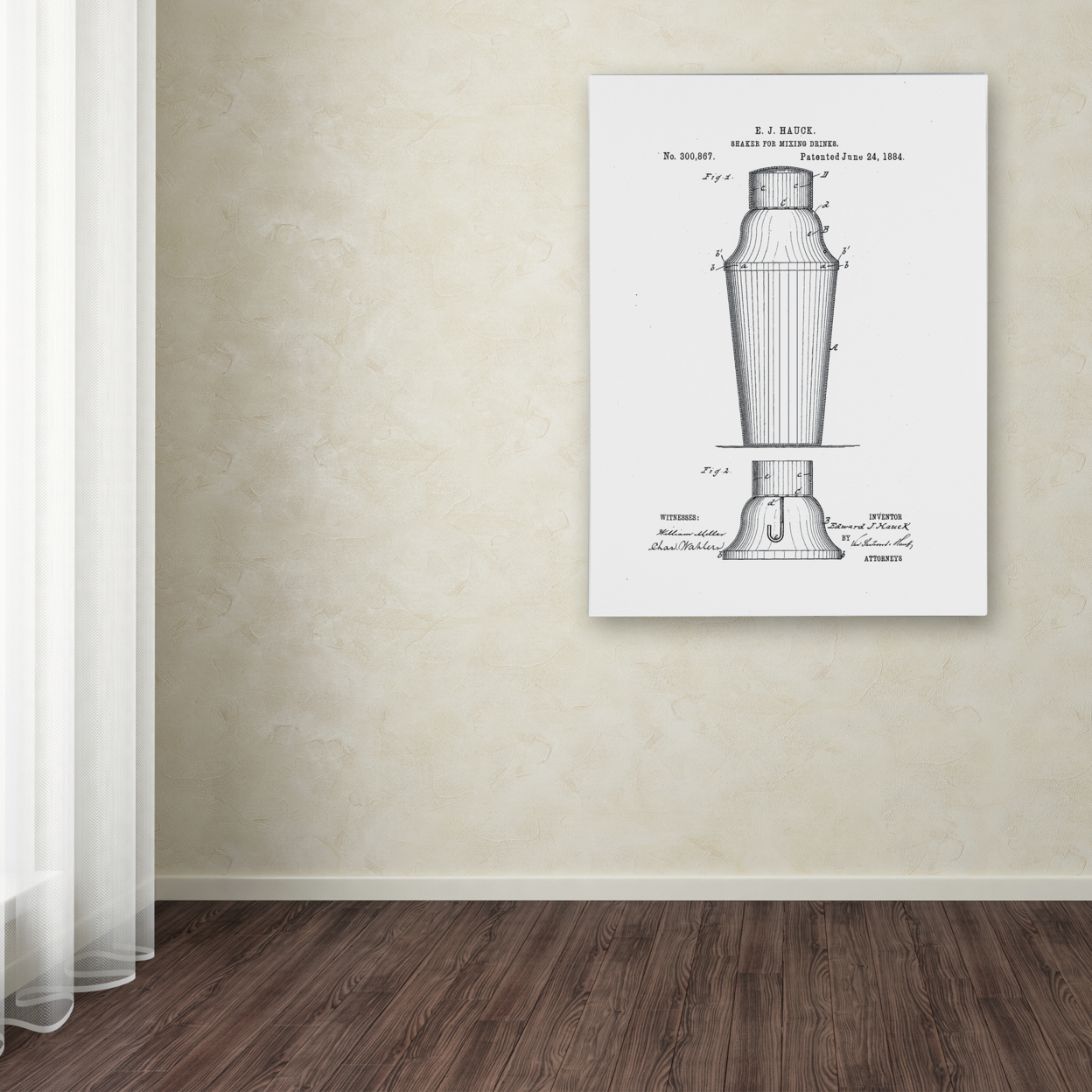 Trademark Global Claire Doherty Cocktail Shaker Patent 1884 White Canvas Art 18 x 24