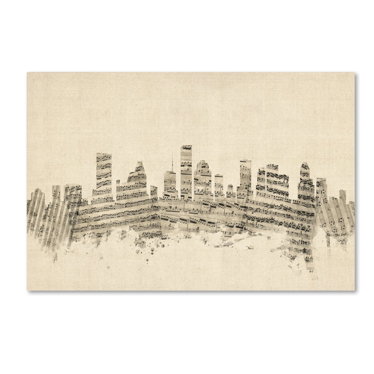 Trademark Global Michael Tompsett Houston Texas Skyline Sheet Music Canvas Art 16 x 24
