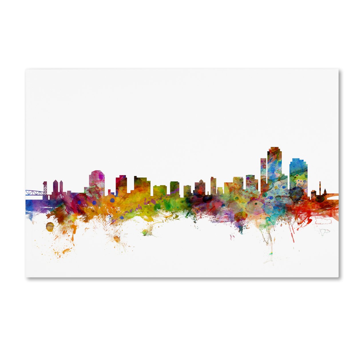 Trademark Global Michael Tompsett Wilmington Delaware Skyline Canvas Art 16 x 24