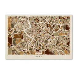 Trademark Global Michael Tompsett Rome Italy Street Map Canvas Art 16 x 24