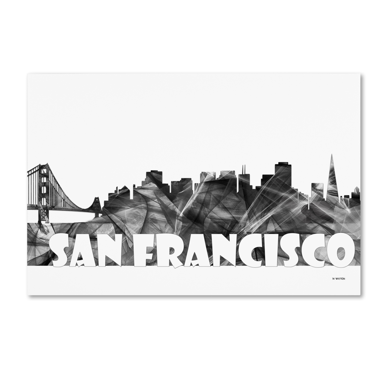 Trademark Global Marlene Watson San Francisco California Skyline BG-2 Canvas Art 16 x 24
