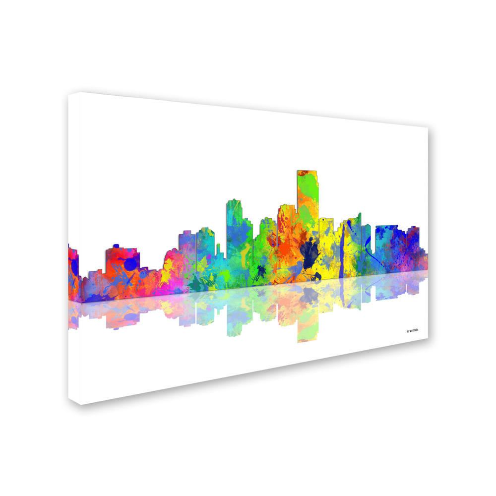 Trademark Global Marlene Watson Jersey City  Jersey Skyline Canvas Art 16 x 24