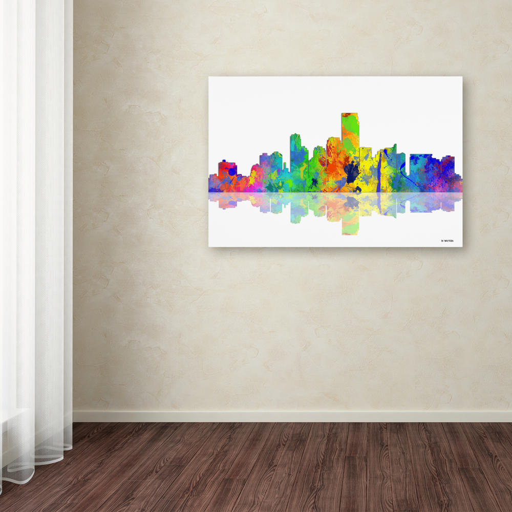 Trademark Global Marlene Watson Jersey City  Jersey Skyline Canvas Art 16 x 24