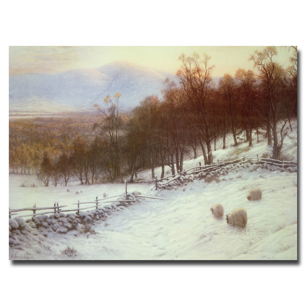 Trademark Global Joseph Farquharson Snow Covered Fields with Sheep Canvas Art 16 x 24