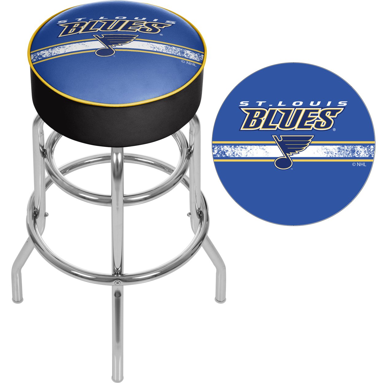 ADG Source NHL Chrome 30 Inch Bar Stool with Swivel - St. Louis Blues