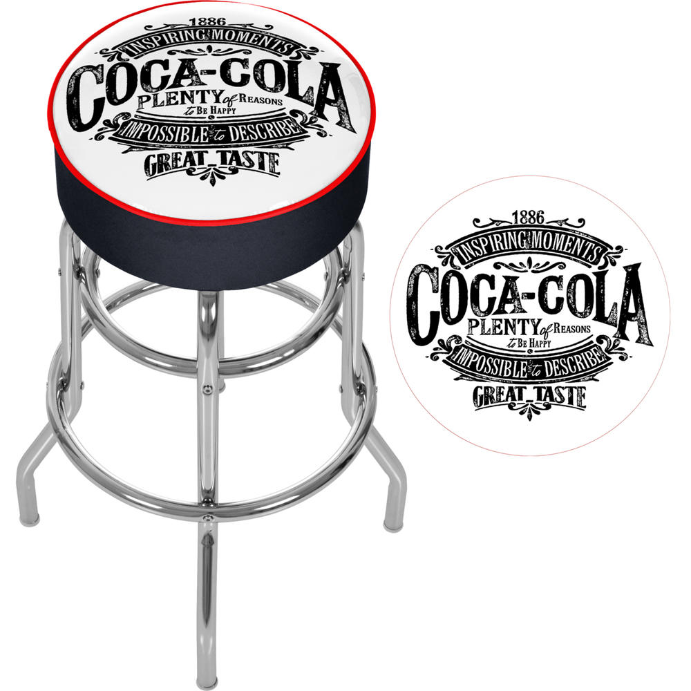 ADG Source Coca Cola Brazil 1886 Vintage Padded Swivel Bar Stool 30 Inches High