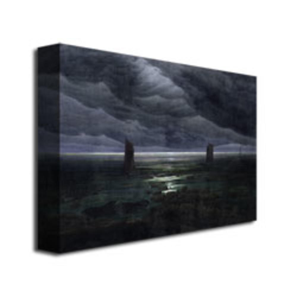 Trademark Global Caspar  Friedrich Sea Shore in Moonlight Canvas Wall Art 35 x 47