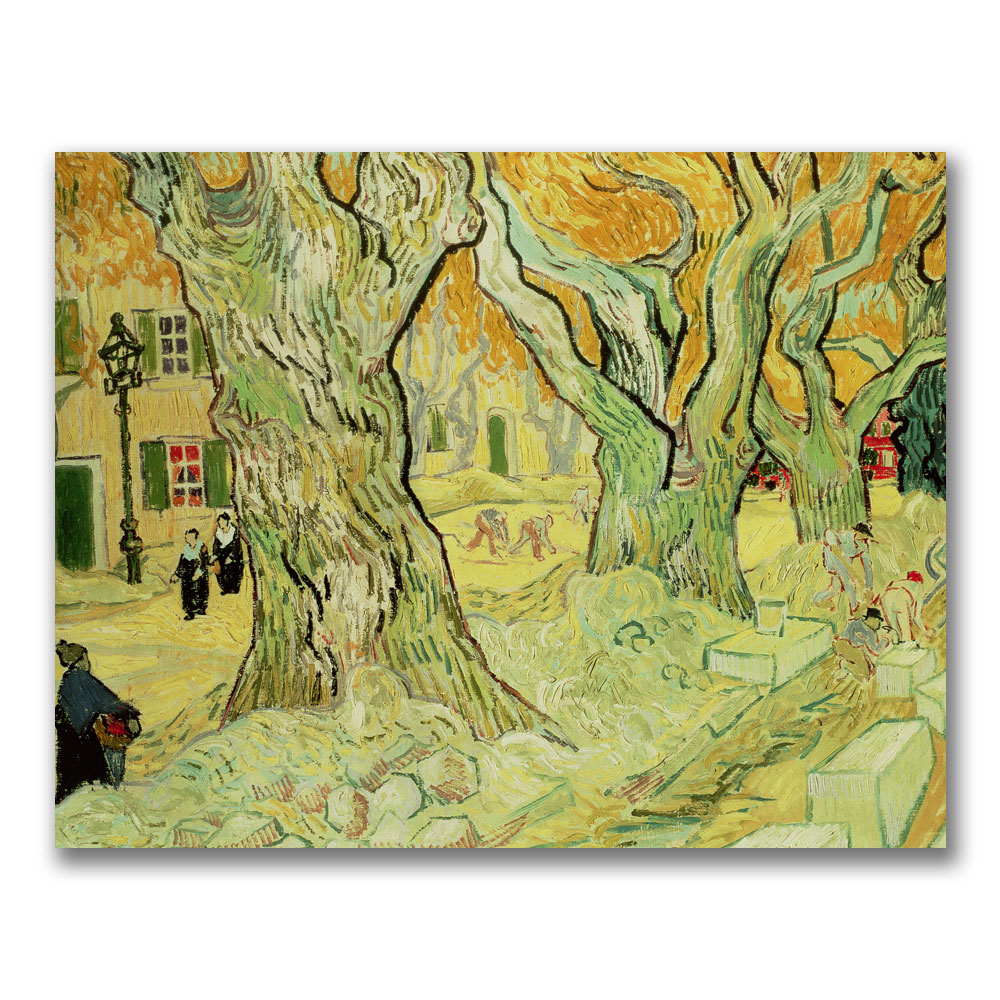 Trademark Global Vincent van Gogh The Road Menders 1889 Canvas Wall Art 35 x 47