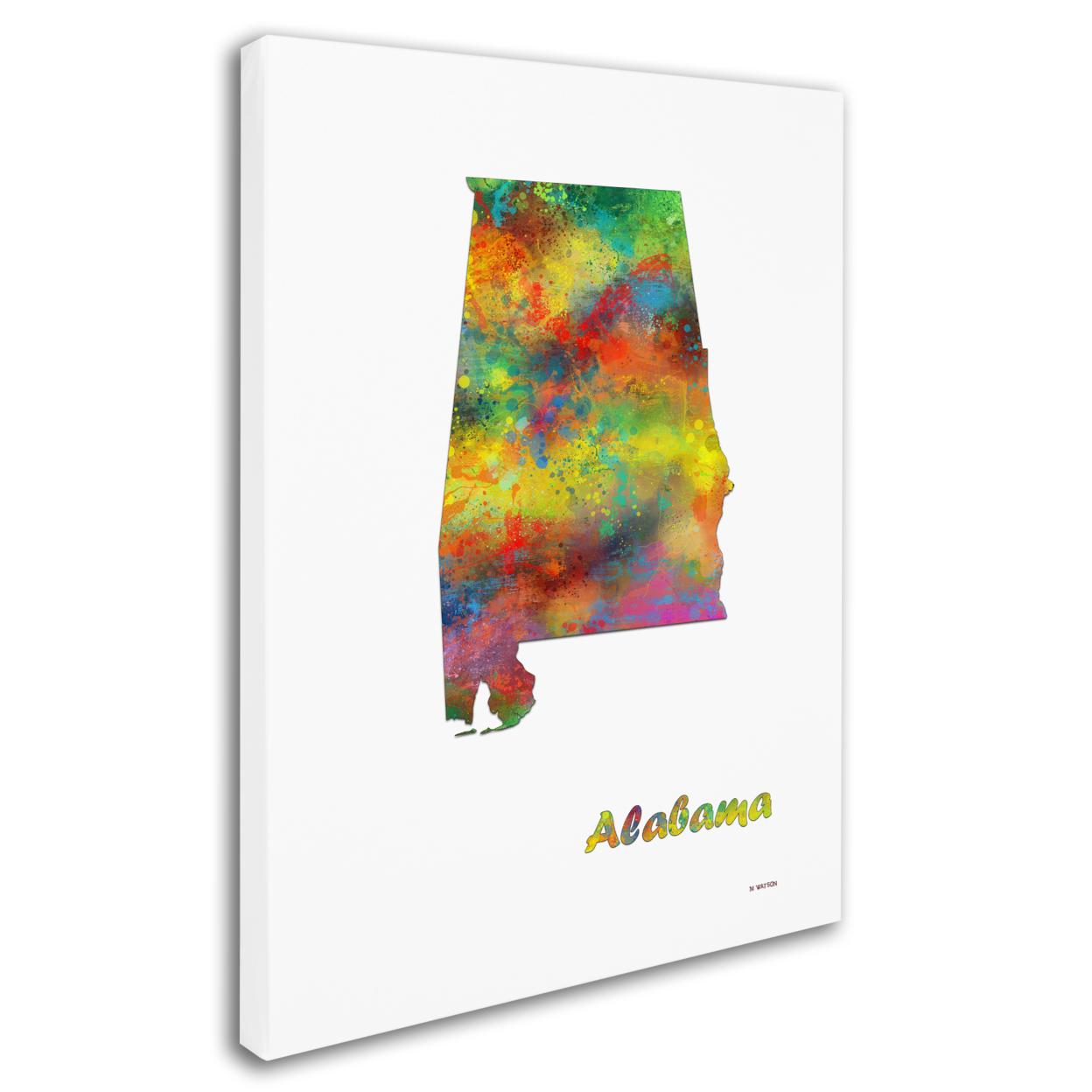 Trademark Global Marlene Watson Alabama State Map-1 Canvas Wall Art 35 x 47 Inches