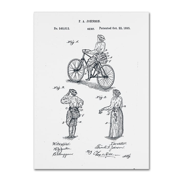 Trademark Global Claire Doherty Cycling Skirt Patent 1885 White 14 x 19 Canvas Art