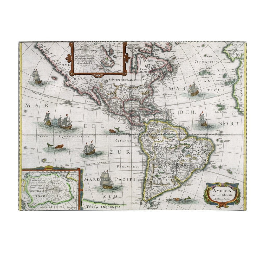 Trademark Global Henricus Hondius Map of the Americas 1631 14 x 19 Canvas Art