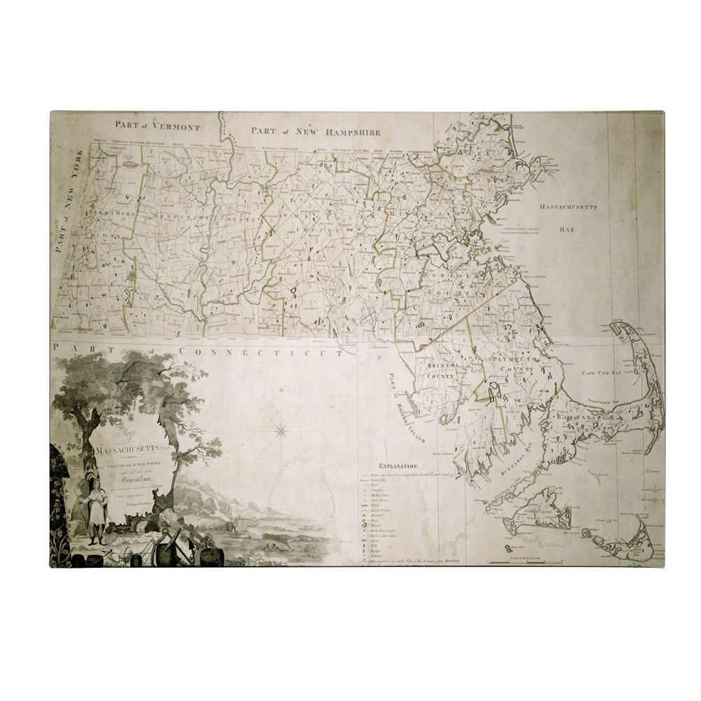 Trademark Global Map of the State of Massachusetts 1801 14 x 19 Canvas Art