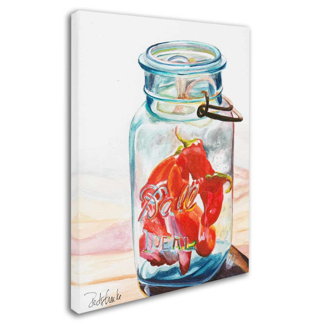 Trademark Global Jennifer Redstreake Ball Jar Ideal Peppers 14 x 19 Canvas Art
