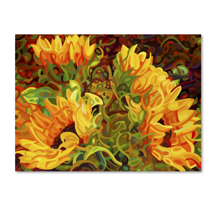 Trademark Global Mandy Budan Four Sunflowers 14 x 19 Canvas Art