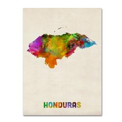 Trademark Global Michael Tompsett Honduras Watercolor Map 14 x 19 Canvas Art