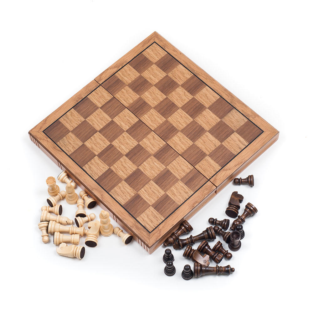 Trademark Global TG Wooden Book Style Chess Board w/ Staunton Chessmen