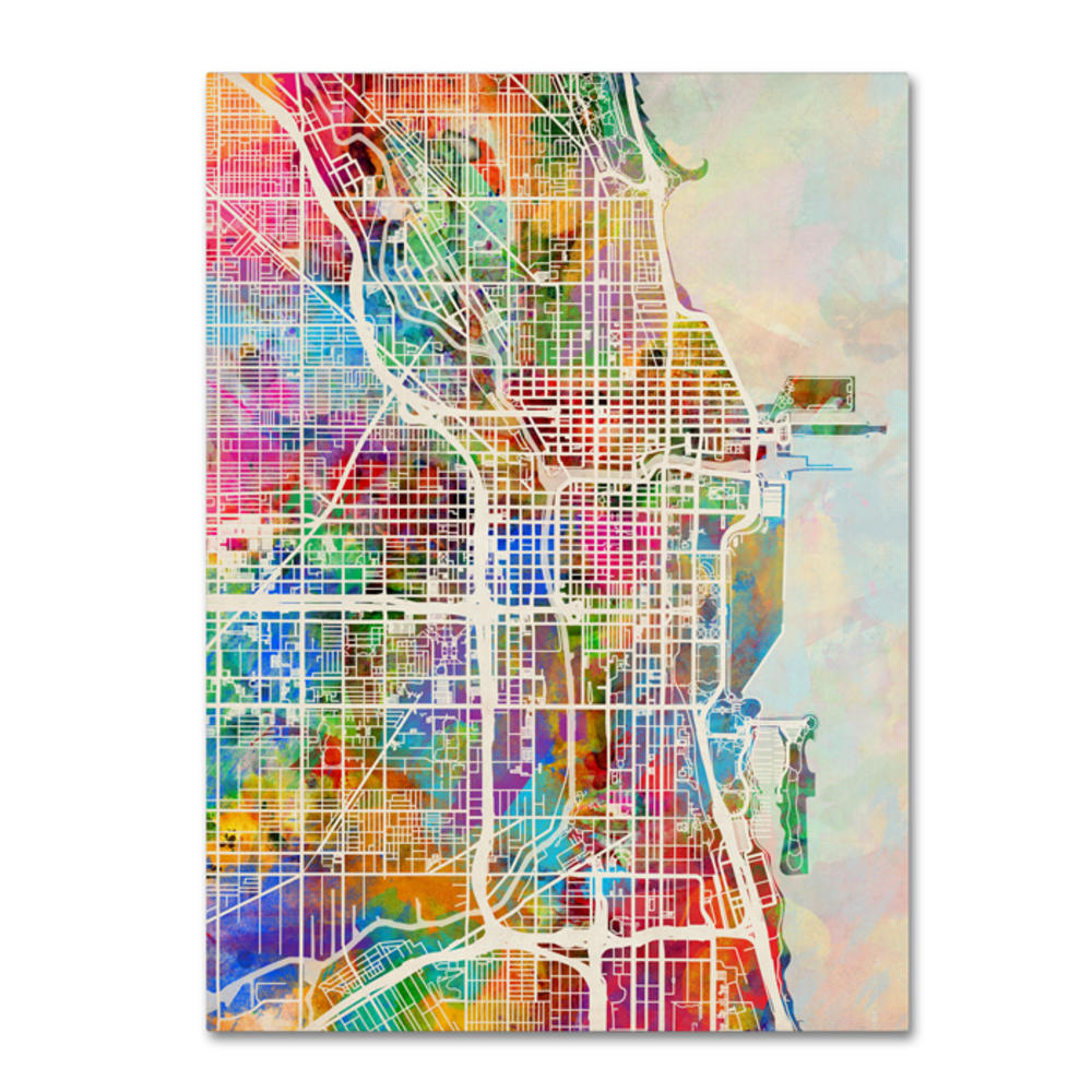 Trademark Global Michael Tompsett Chicago City Street Map II 14 x 19 Canvas Art