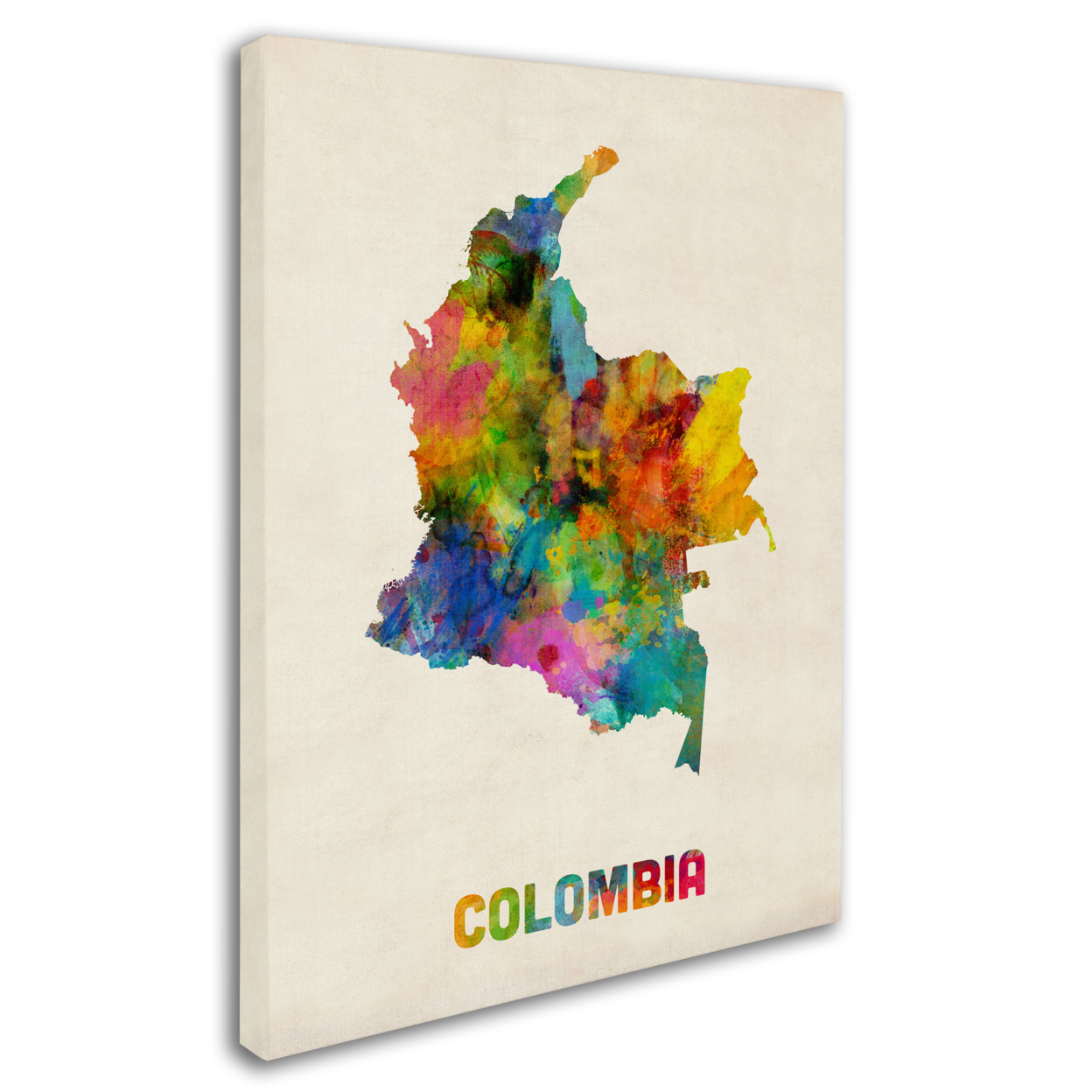 Trademark Global Michael Tompsett Colombia Watercolor Map 14 x 19 Canvas Art