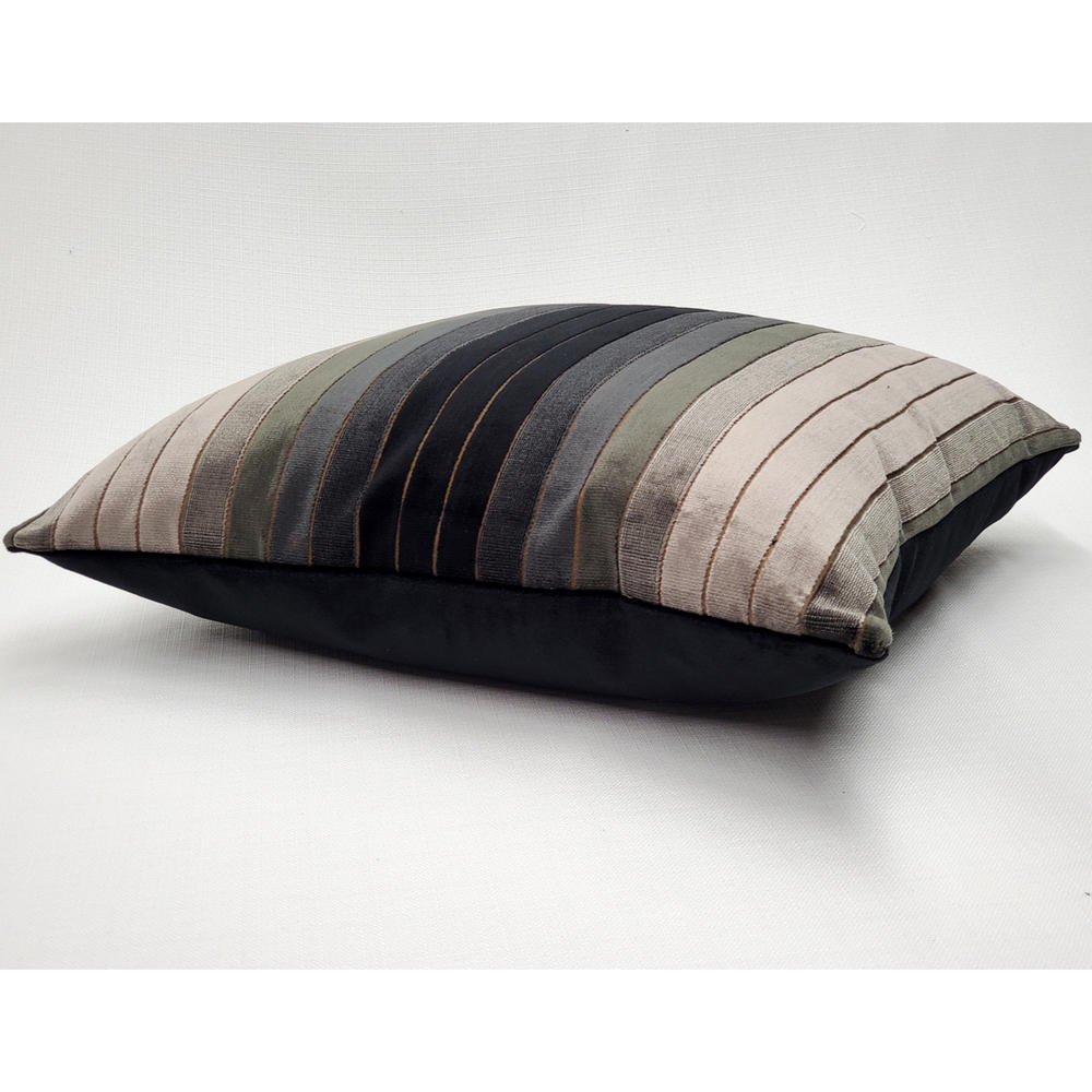 Pillow Dcor Carbon Stripes Textured Velvet Throw Pillow 20x20 Inches Square, Complete Pillow with Polyfill Pillow Insert
