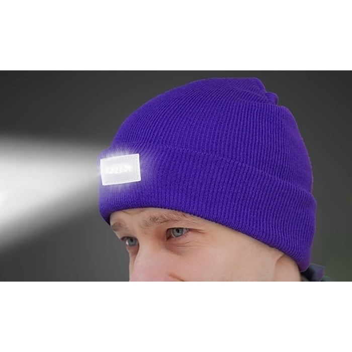 Maze Exclusive LED Headlamp Beanie for Men and Women Purple