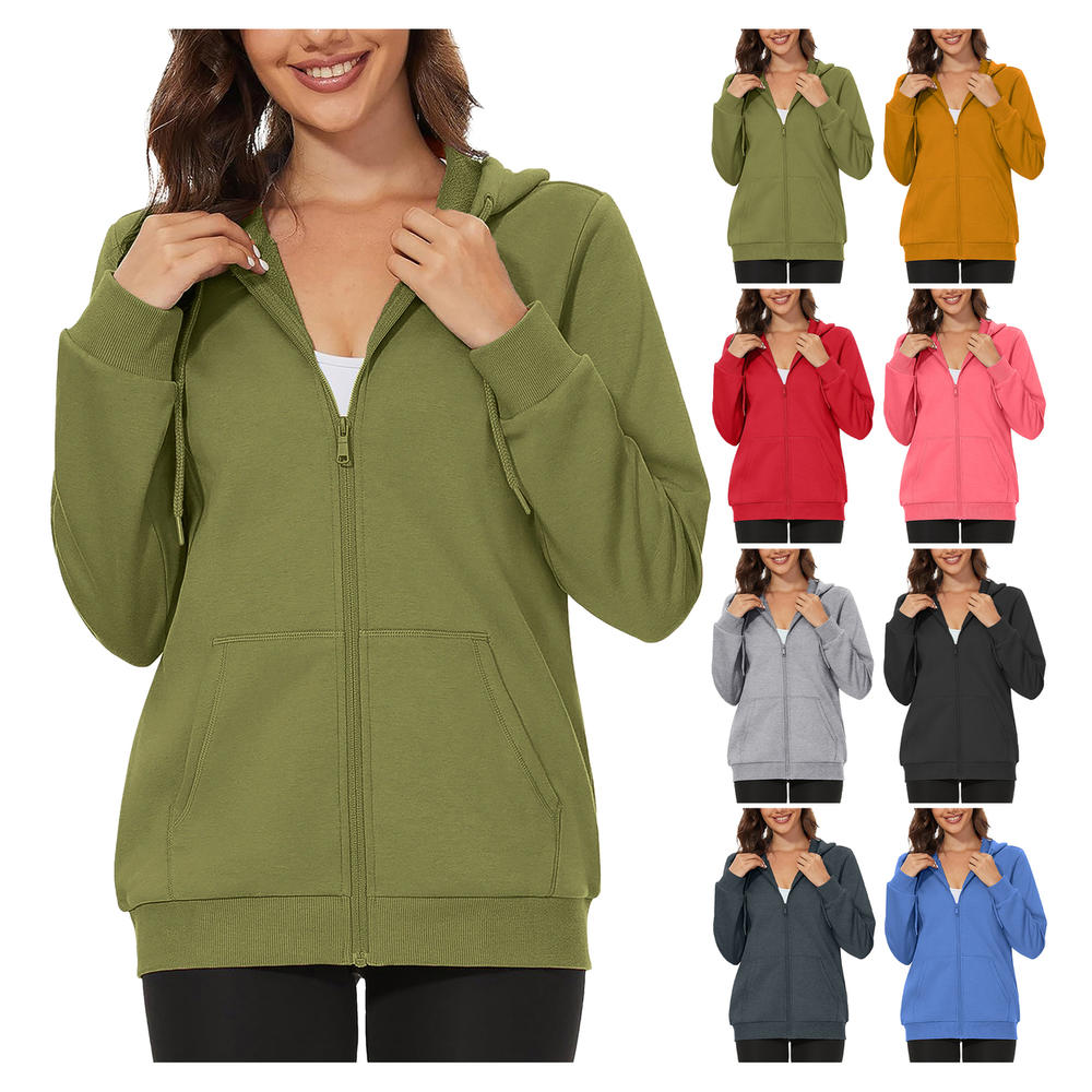 Bargain Hunters 2-Pack: Womens Winter Warm Soft Blend Fleece Lined Full Zip Up Hoodies