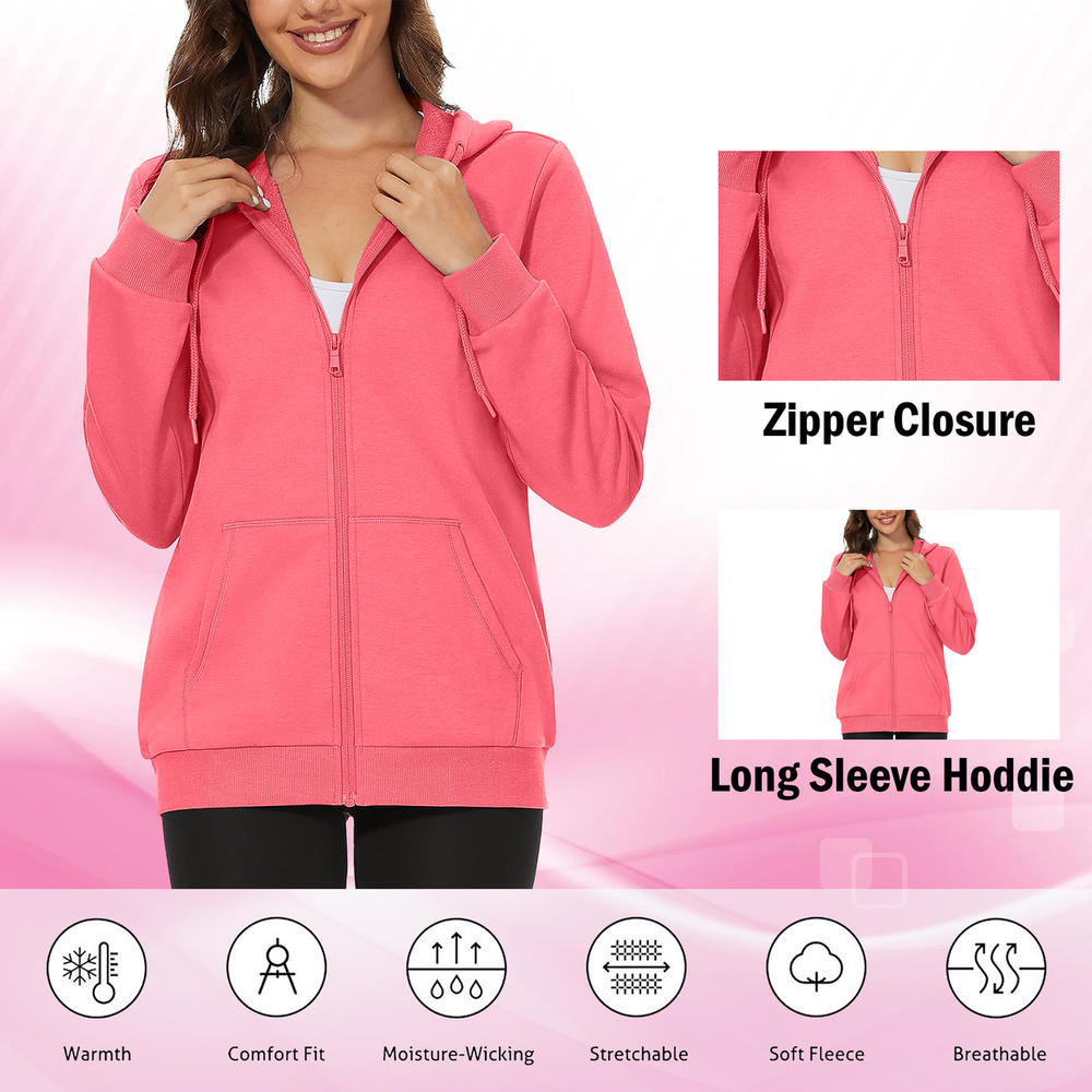 Bargain Hunters 2-Pack: Womens Winter Warm Soft Blend Fleece Lined Full Zip Up Hoodies