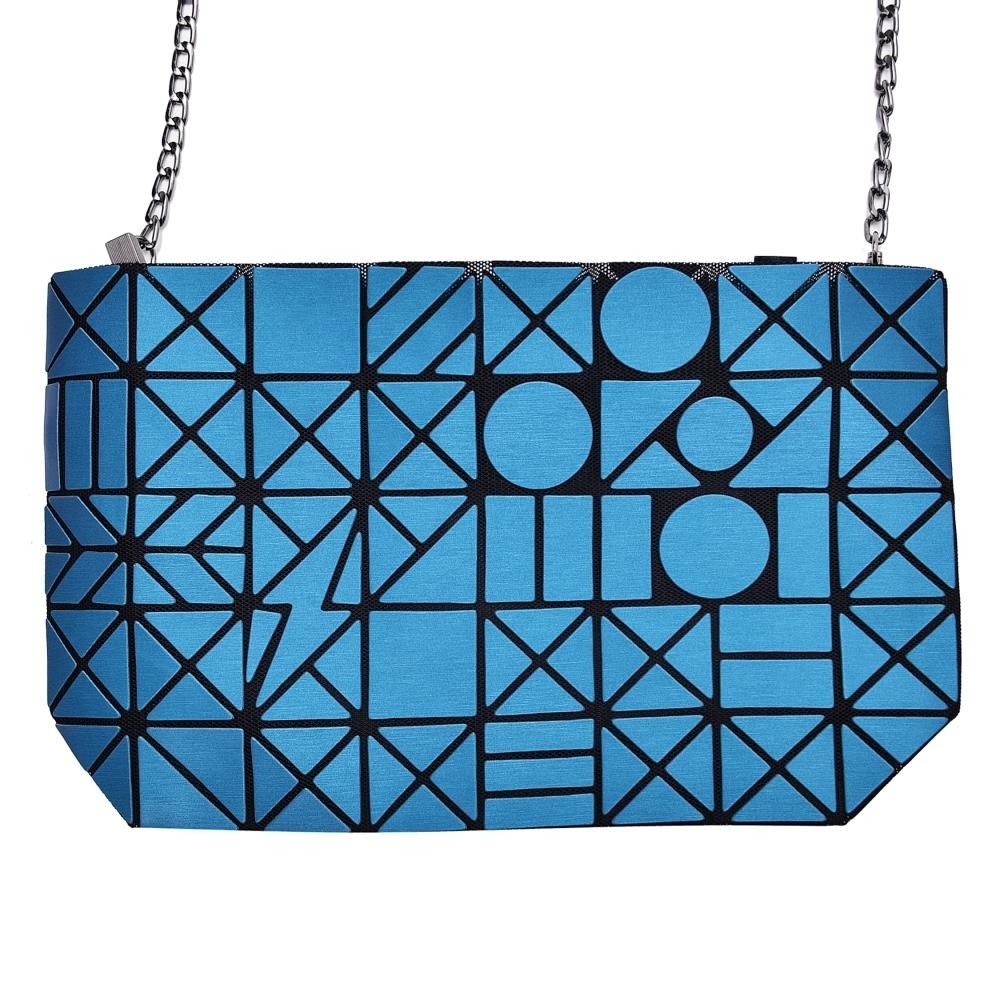 Draizee Blue Shoulder Handbag with Metal Chain and Stylish Geometric Design - Crossbody Messenger Bag Purse for Casual and