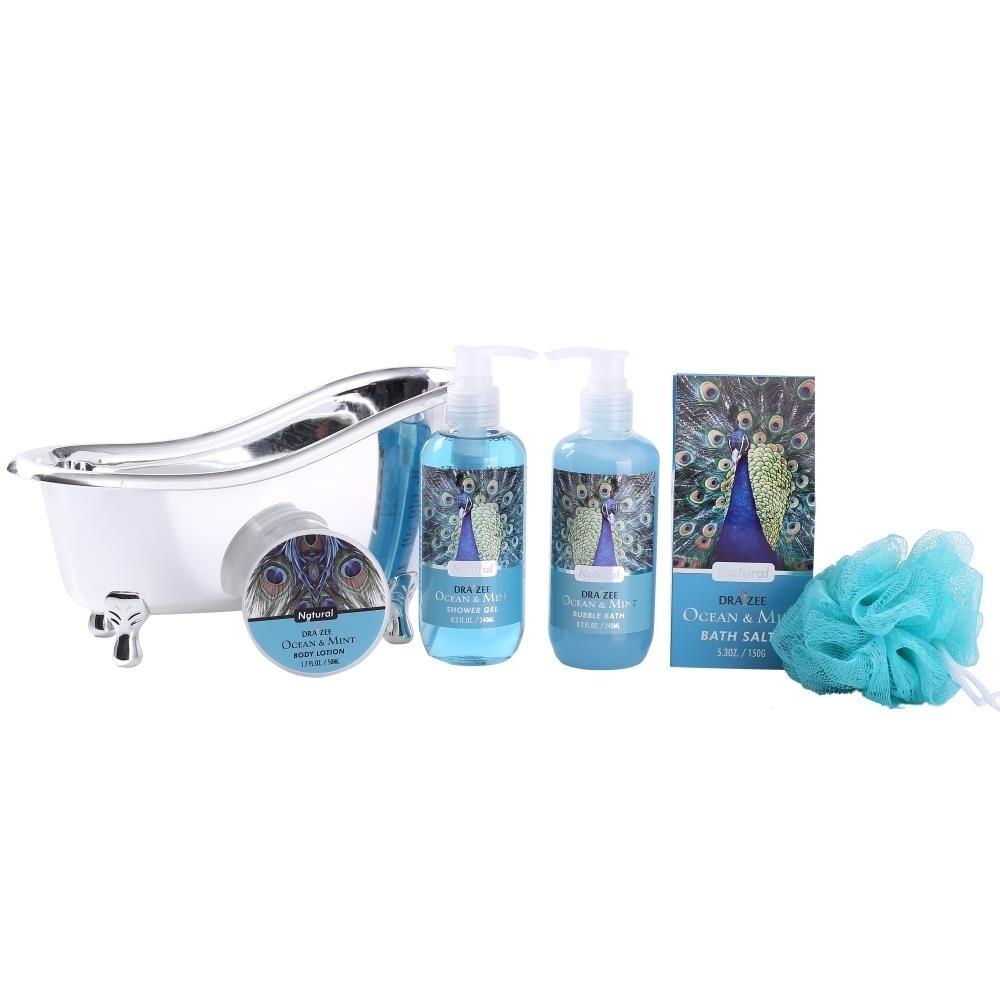 Draizee Spa Gift Basket for Women with Refreshing Ocean Mint Fragrance Luxury Skin Care Set Includes 100% Natural Shower
