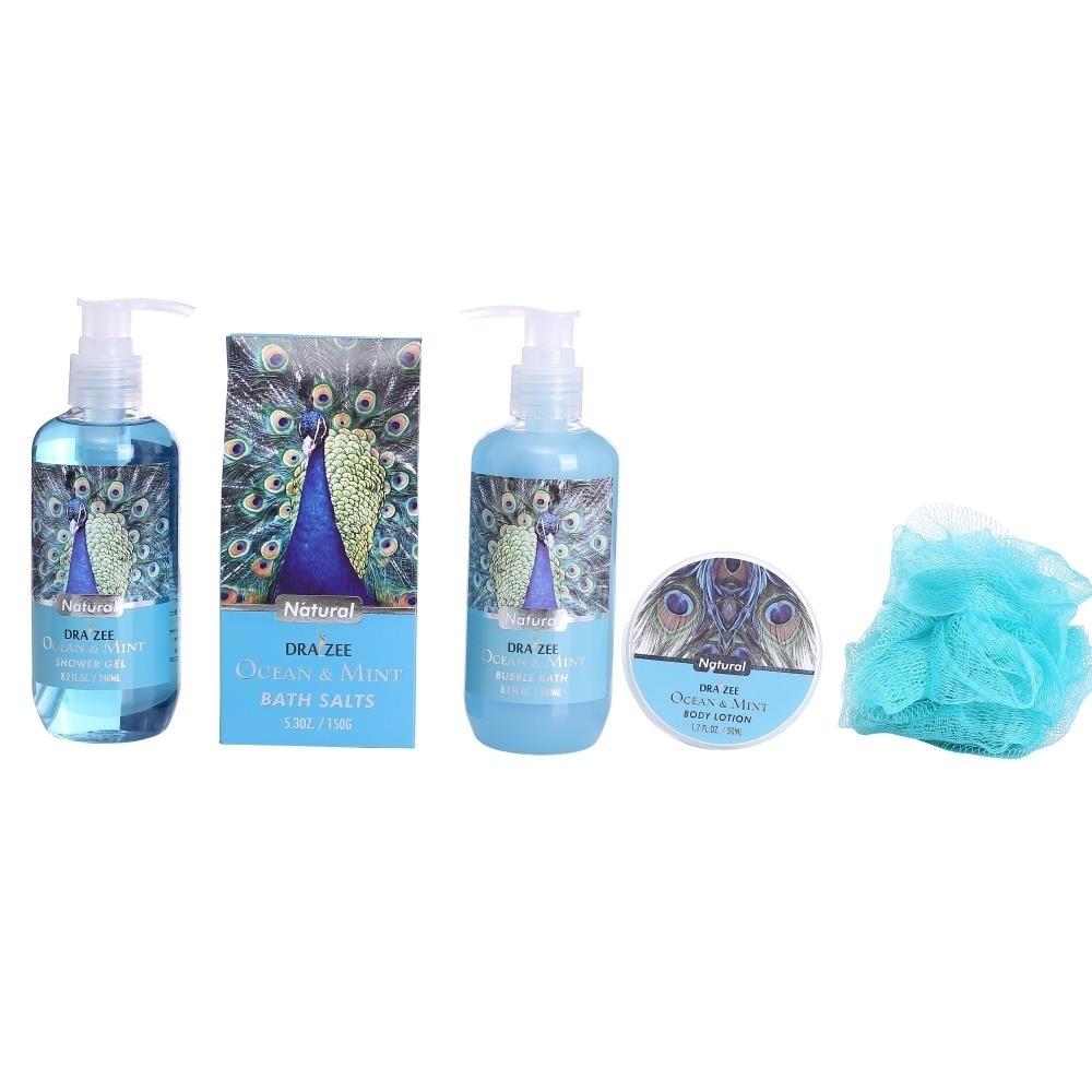 Draizee Spa Gift Basket for Women with Refreshing Ocean Mint Fragrance Luxury Skin Care Set Includes 100% Natural Shower