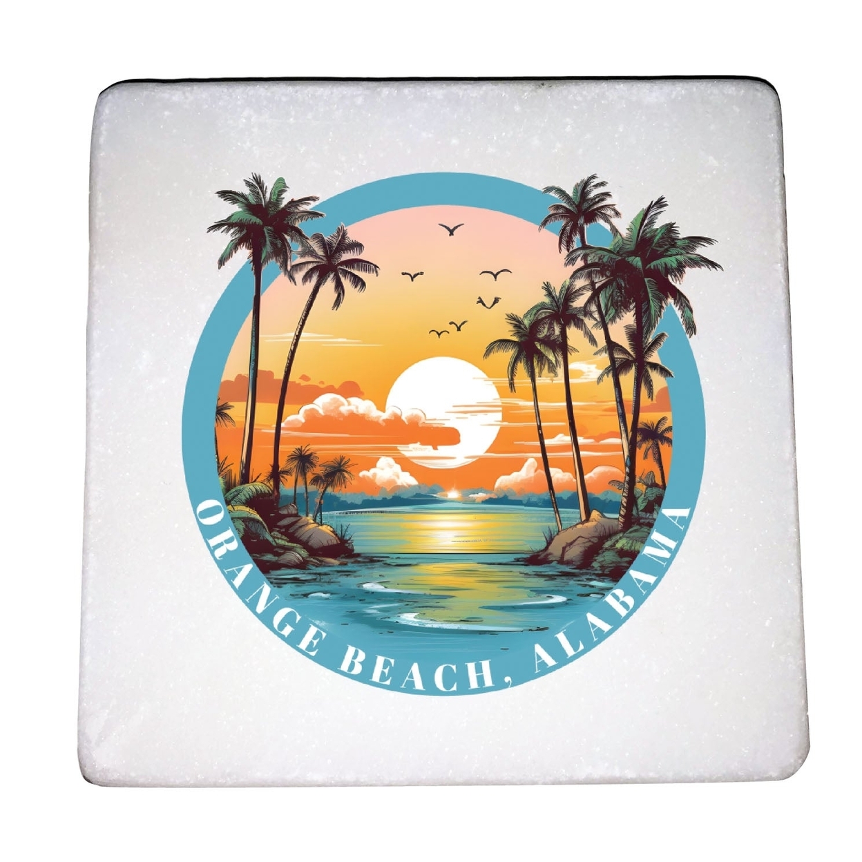 R and R Imports Orange Beach Alabama Design B Souvenir 4x4-Inch Coaster Marble 4 Pack