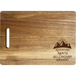 R and R Imports Bellingham Washington Camping Souvenir Engraved Wooden Cutting Board 14" x 10" Acacia Wood Adventure Awaits Design