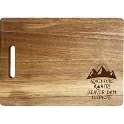 R and R Imports Beaver Dam Illinois Camping Souvenir Engraved Wooden Cutting Board 14" x 10" Acacia Wood Adventure Awaits Design