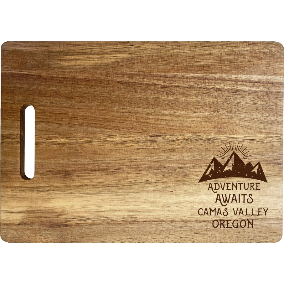 R and R Imports Camas Valley Oregon Camping Souvenir Engraved Wooden Cutting Board 14" x 10" Acacia Wood Adventure Awaits Design