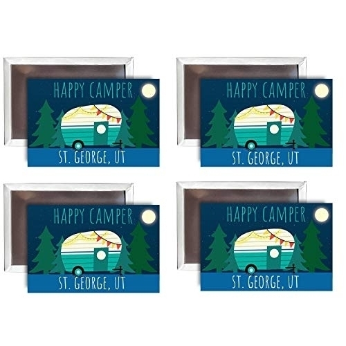 R and R Imports St. George Utah Souvenir 2x3-Inch Fridge Magnet Happy Camper Design 4-Pack