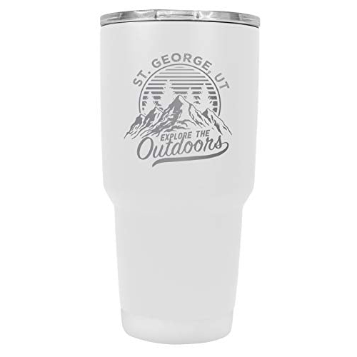 R and R Imports St. George Utah Souvenir Laser Engraved 24 oz Insulated Stainless Steel Tumbler White White.