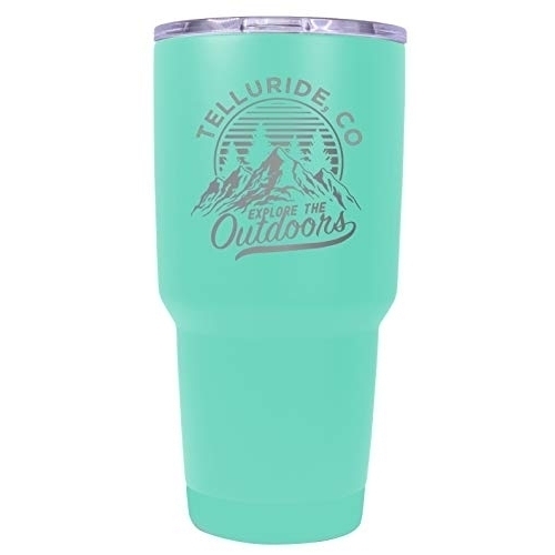 R and R Imports Telluride Colorado Souvenir Laser Engraved 24 oz Insulated Stainless Steel Tumbler Seafoam.