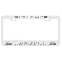 R and R Imports Clearwater Lake Florida Laser Engraved Metal License Plate Frame Adventures Awaits Design