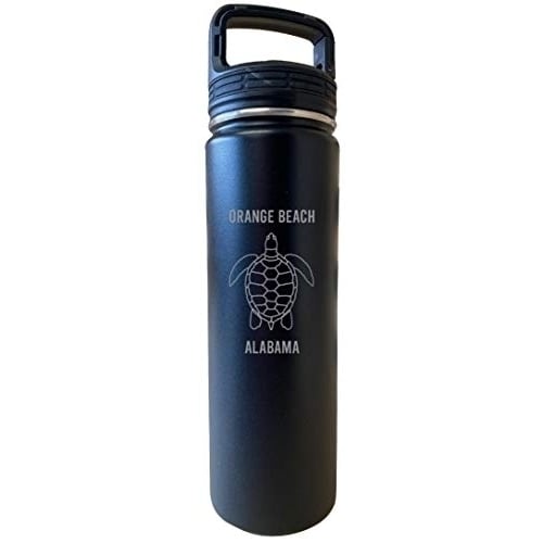 R and R Imports Orange Beach Alabama Souvenir 32 Oz Engraved Black Insulated Double Wall Stainless Steel Water Bottle Tumbler