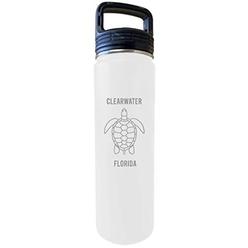 R and R Imports Clearwater Florida Souvenir 32 Oz Engraved White Insulated Double Wall Stainless Steel Water Bottle Tumbler