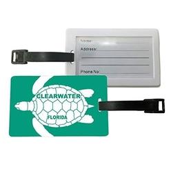 R and R Imports Clearwater Florida Green Turtle Design Souvenir Travel Luggage Tag 2-Pack