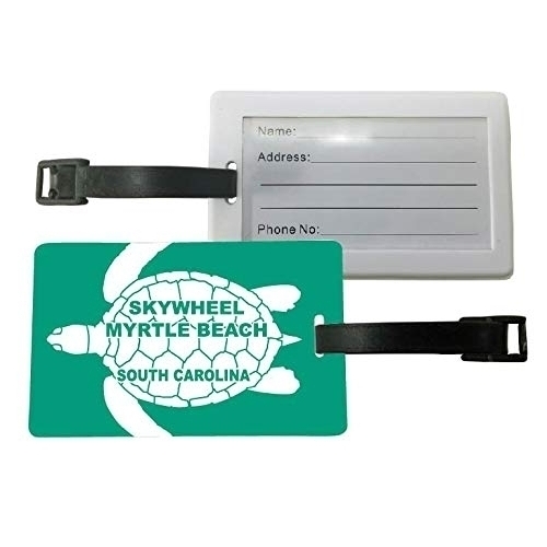 R and R Imports SkyWheel Myrtle Beach South Carolina Green Turtle Design Souvenir Travel Luggage Tag 2-Pack
