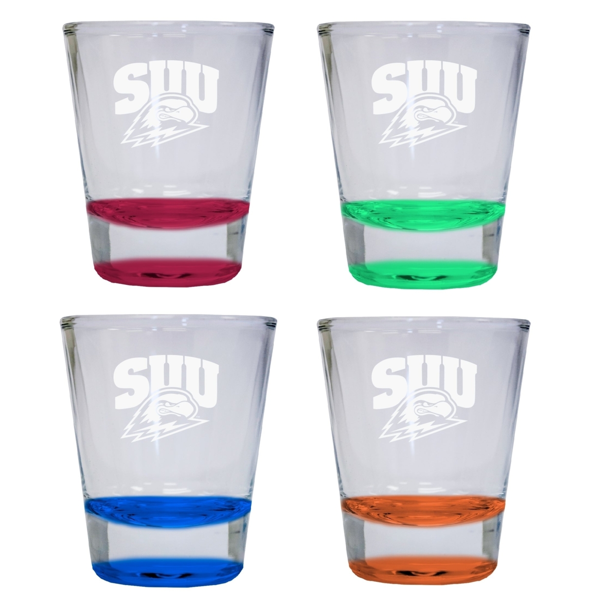 R and R Imports Southern Utah University Etched Round Shot Glass 4-Pack