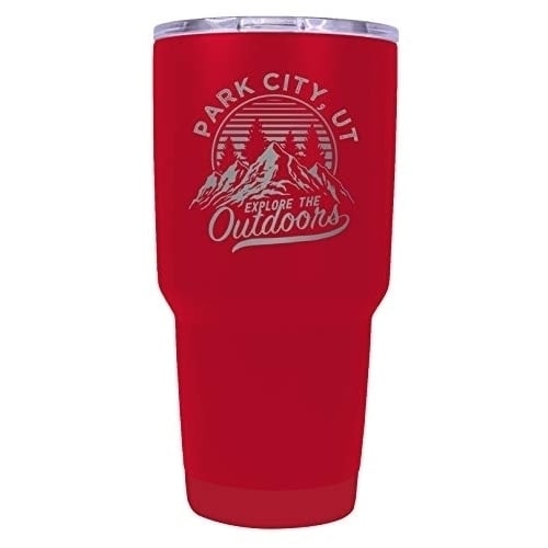 R and R Imports Park City Utah Souvenir Laser Engraved 24 oz Insulated Stainless Steel Tumbler Red.