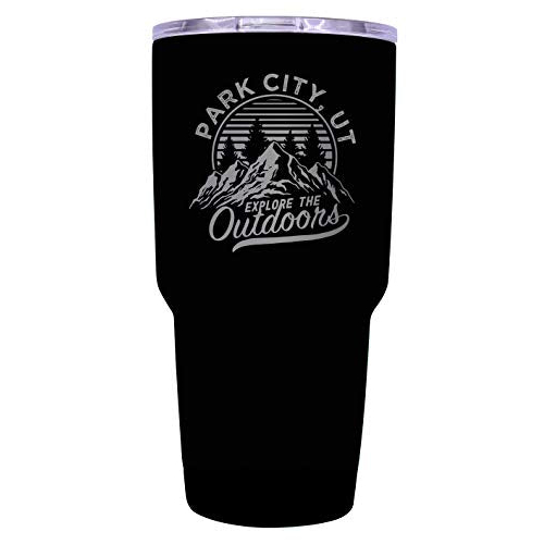 R and R Imports Park City Utah Souvenir Laser Engraved 24 oz Insulated Stainless Steel Tumbler (Black).