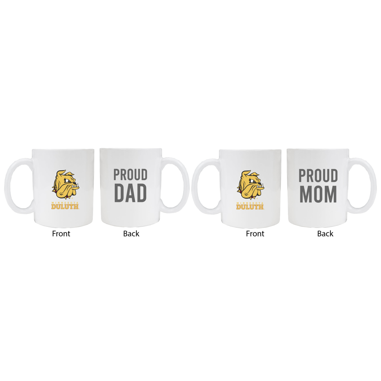 R and R Imports Minnesota Duluth Bulldogs Proud Mom And Dad White Ceramic Coffee Mug 2 pack (White)