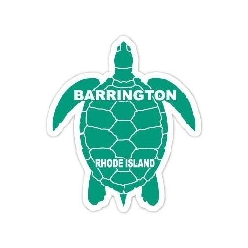 R and R Imports Barrington Rhode Island Souvenir 4 Inch Green Turtle Shape Decal Sticker