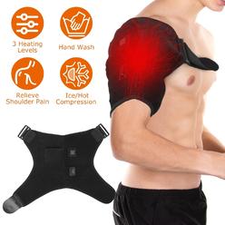 GLOBAL PHOENIX Heated Shoulder Brace Electric Heating Pad Therapy Shoulder Heating Wrap Compression Sleeve for Shoulder Pain Muscle Stiffness