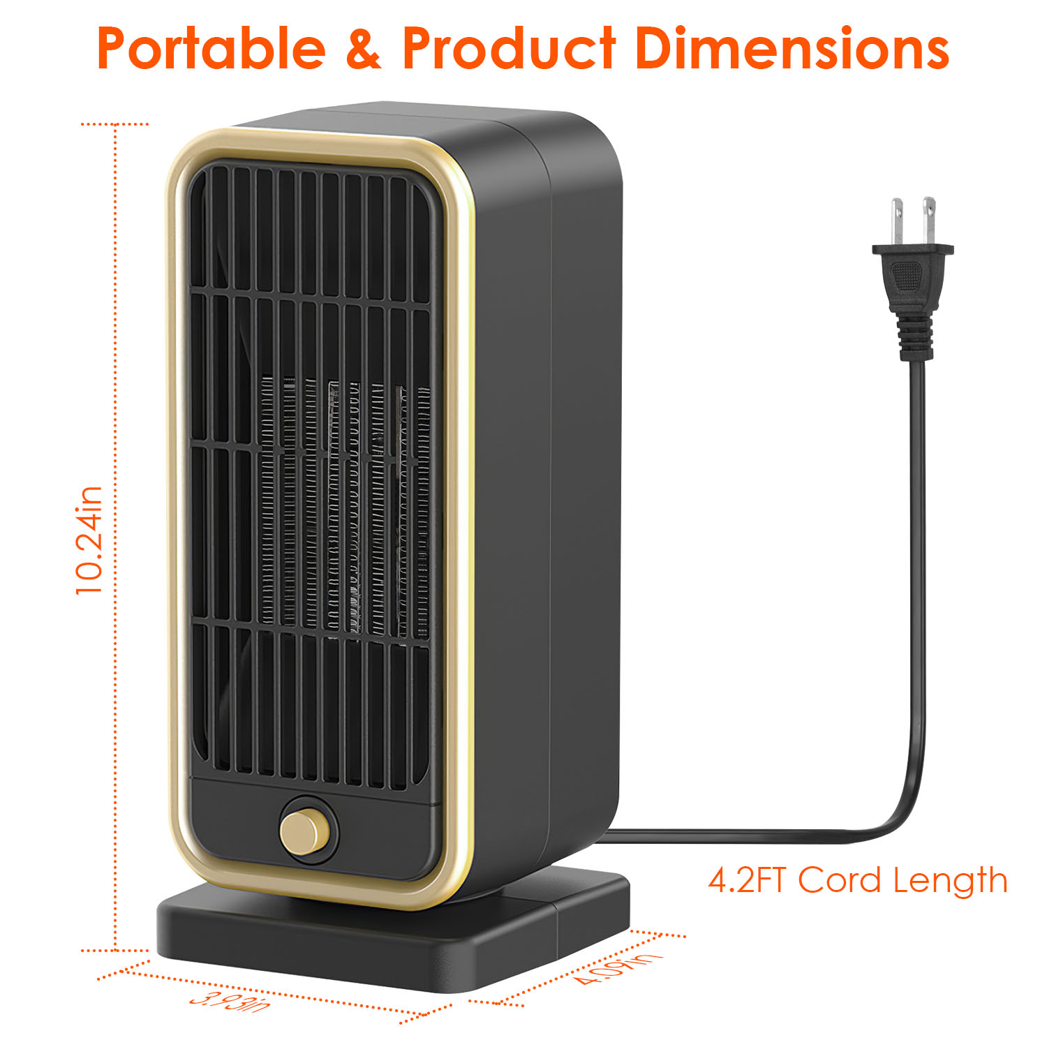 GLOBAL PHOENIX 500W Portable Electric Heater PTC Ceramic Heating Space Heater