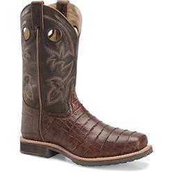 Double H Double-H Boots - Mens - 12 Inch Wide Square ST Roper Chocolate Gator